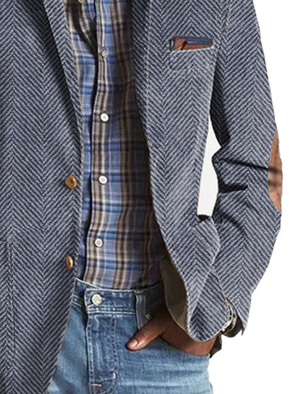 Samuel - Casual Herringbone Pattern Suede Blazer