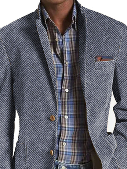 Samuel - Casual Herringbone Pattern Suede Blazer