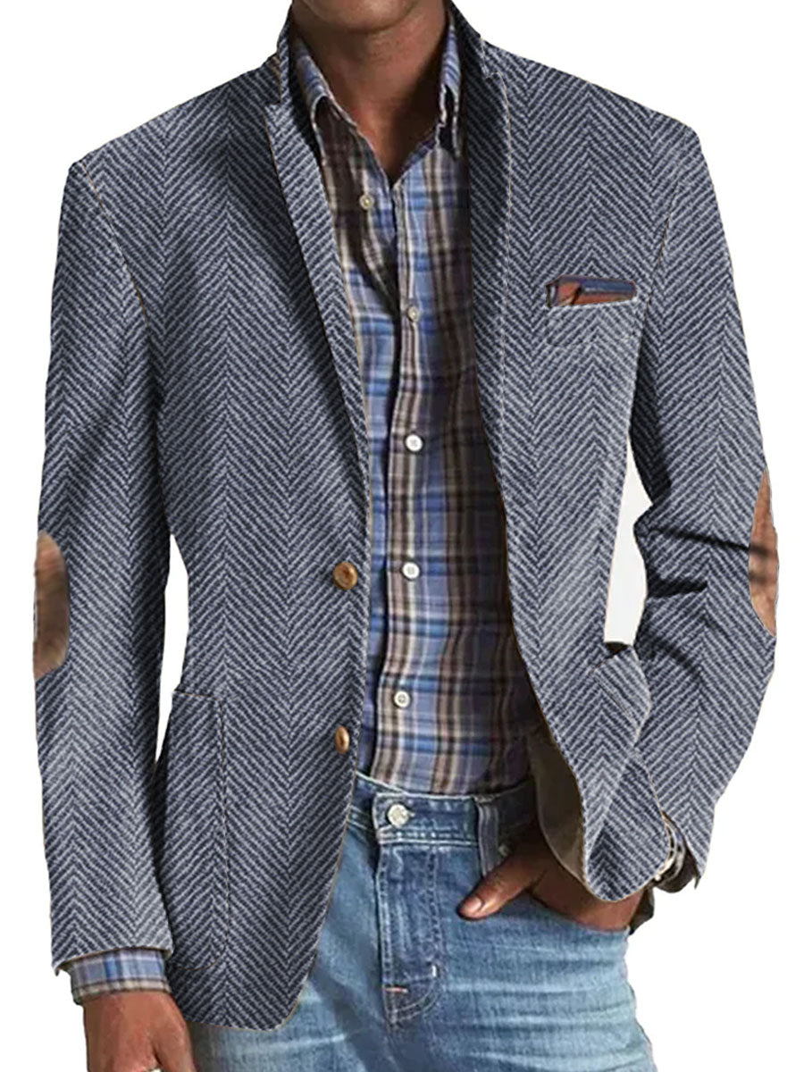 Samuel - Casual Herringbone Pattern Suede Blazer