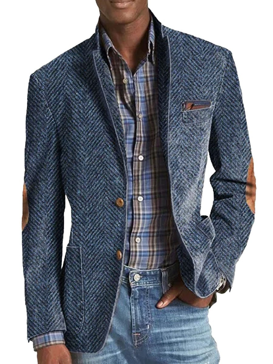 Samuel - Casual Herringbone Pattern Suede Blazer
