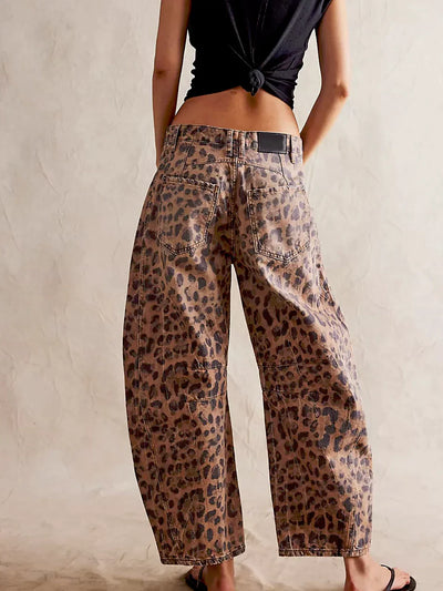 Willa/ Wild Leopard Barrel Jeans