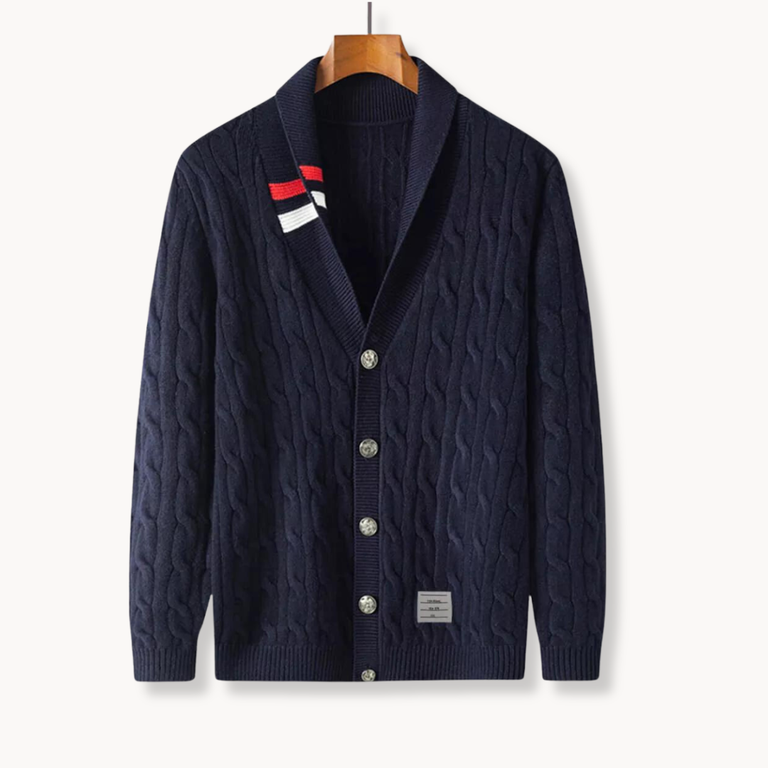 Graham Cable Knit Wool Cardigan