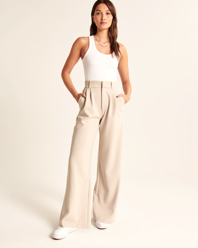 Nina | Beige Wide-Leg Pants