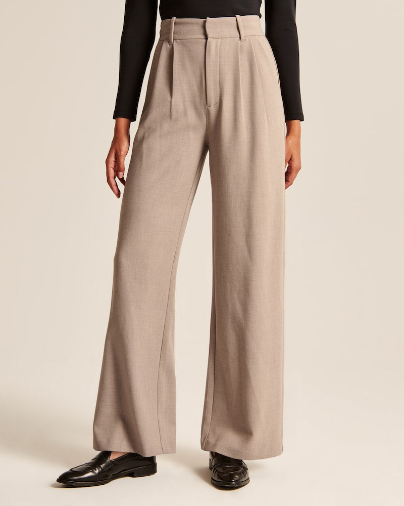 Ella | Taupe Wide-Leg Pants