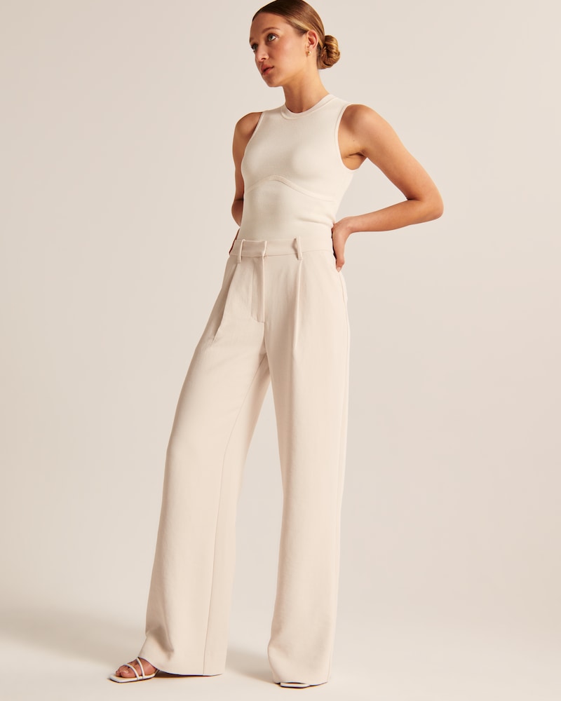 Nina | Beige Wide-Leg Pants