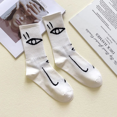 Line Art Faces – Abstract Design Socks