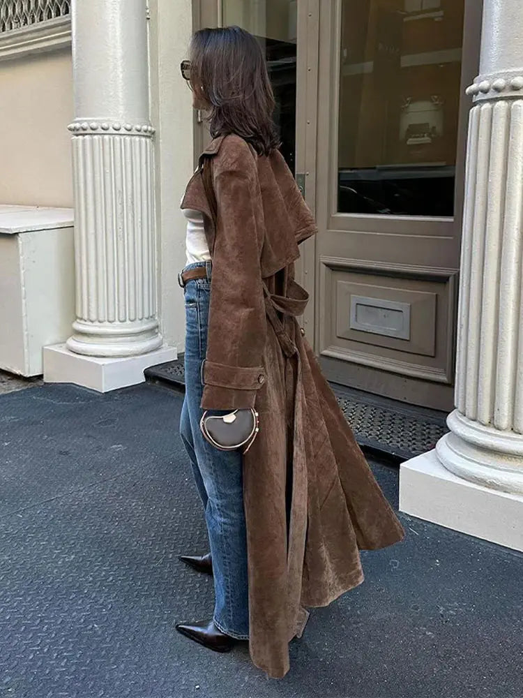 Chicca suede trench coat - Mocha