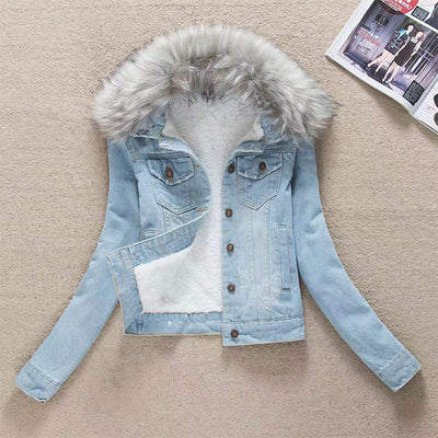 Freya/ Stylish Denim Jacket with Plush Lining