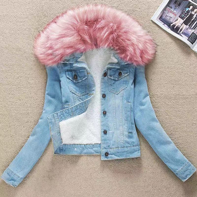 Freya/ Stylish Denim Jacket with Plush Lining